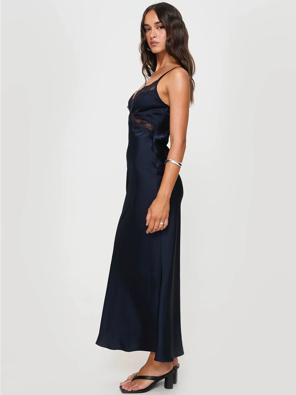 Princess Polly Navy Lace-Trim Slip Maxi Dress - Picture 3 of 5
